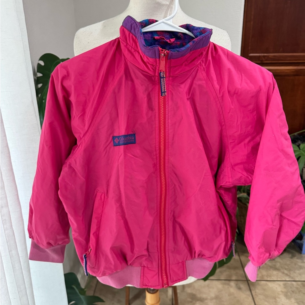 Vintage Columbia Kids 7/8 Fleece Lined Jacket Hot Pink,‎ Mother Boyle Tag